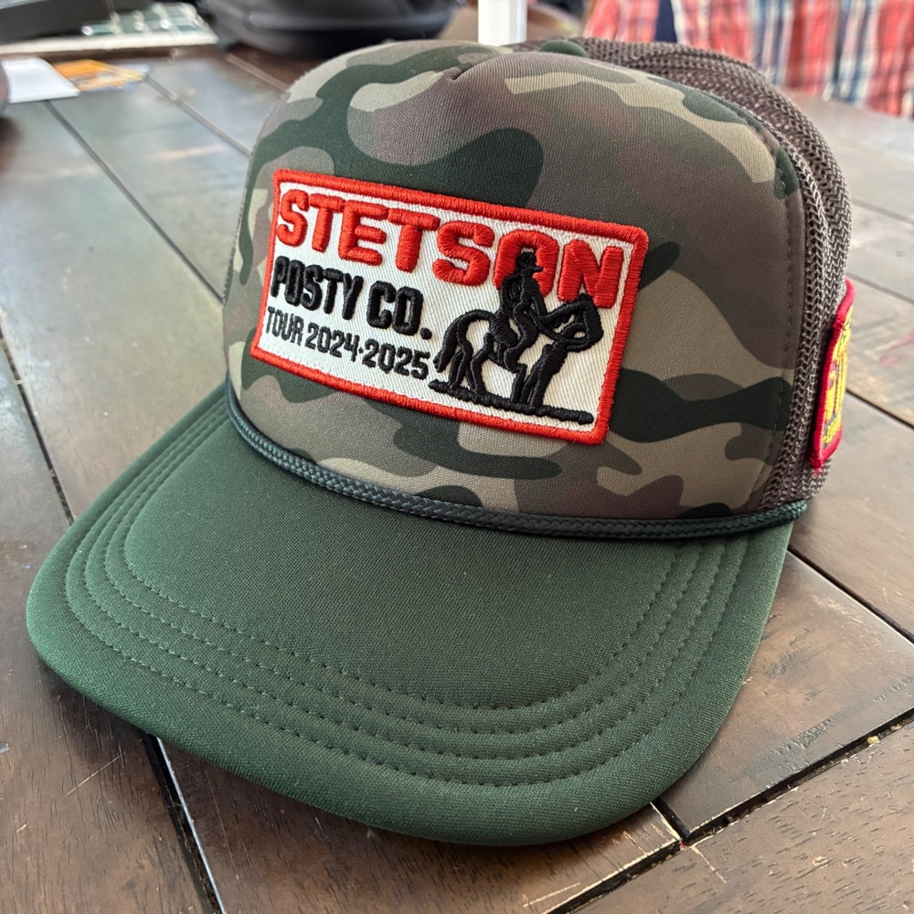 Stetson x Posty Co. Hat Cap Camo Post Malone 2024 Tour Snap Back Mesh Trucker